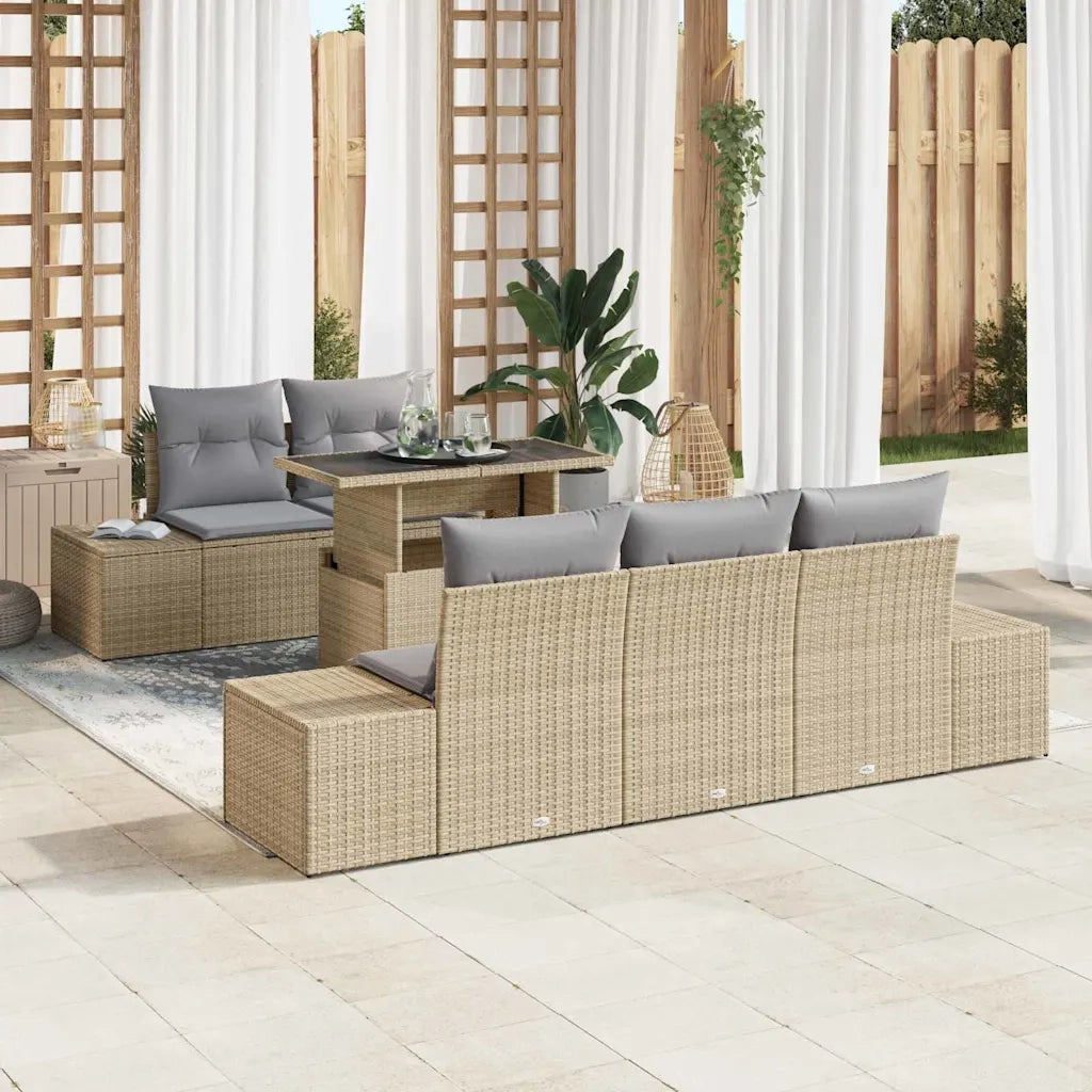 Set Divano da Giardino con cuscino 6 pcs Beige e Grigio Chiaro 3357833