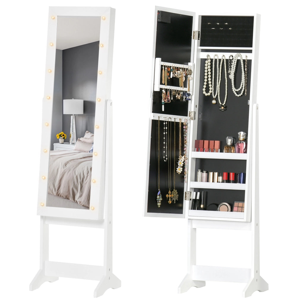 Armadio con Specchio e Luci LED ¨C Minimal ¨C Bianco 36x30x136 cm