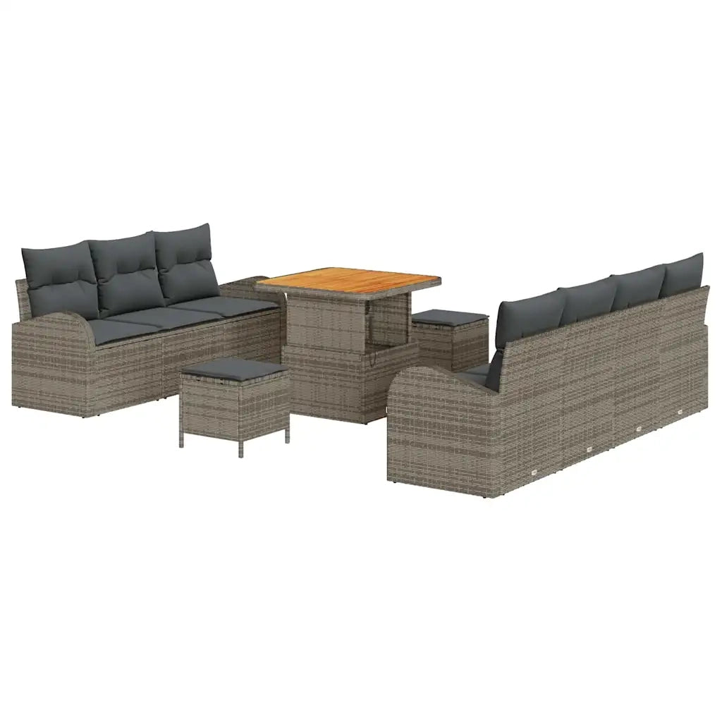 Set Divano da Giardino con cuscino 10 pcs Grigio polyrattan 3362358
