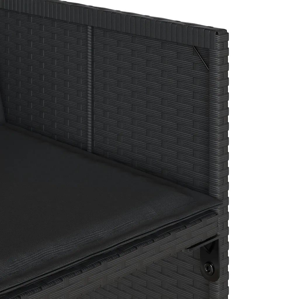 Set da Pranzo da Giardino 13pz con Cuscini Nero in Polyrattan 3211159