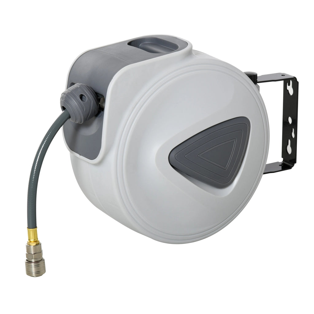 Avvolgitubo pneumatico automatico ¨C Xylo ¨C 10m + 0,9m, ? 3/8'' (9,5mm) e 1/4'' (6,35mm) BSPT, grigio