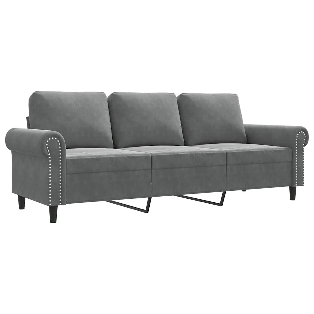 Divano a 3 Posti-Sofa 3 Posti Grigio Scuro 180 cm in Velluto 172229