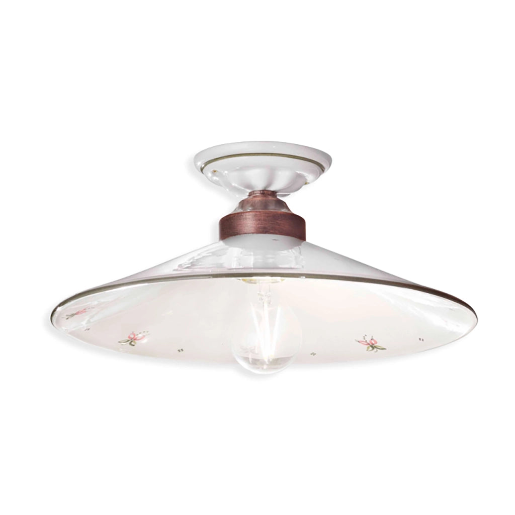 Plafoniera Classica Asti Ferro E Ceramica Nero Sfumato Rame 1 Luce E27