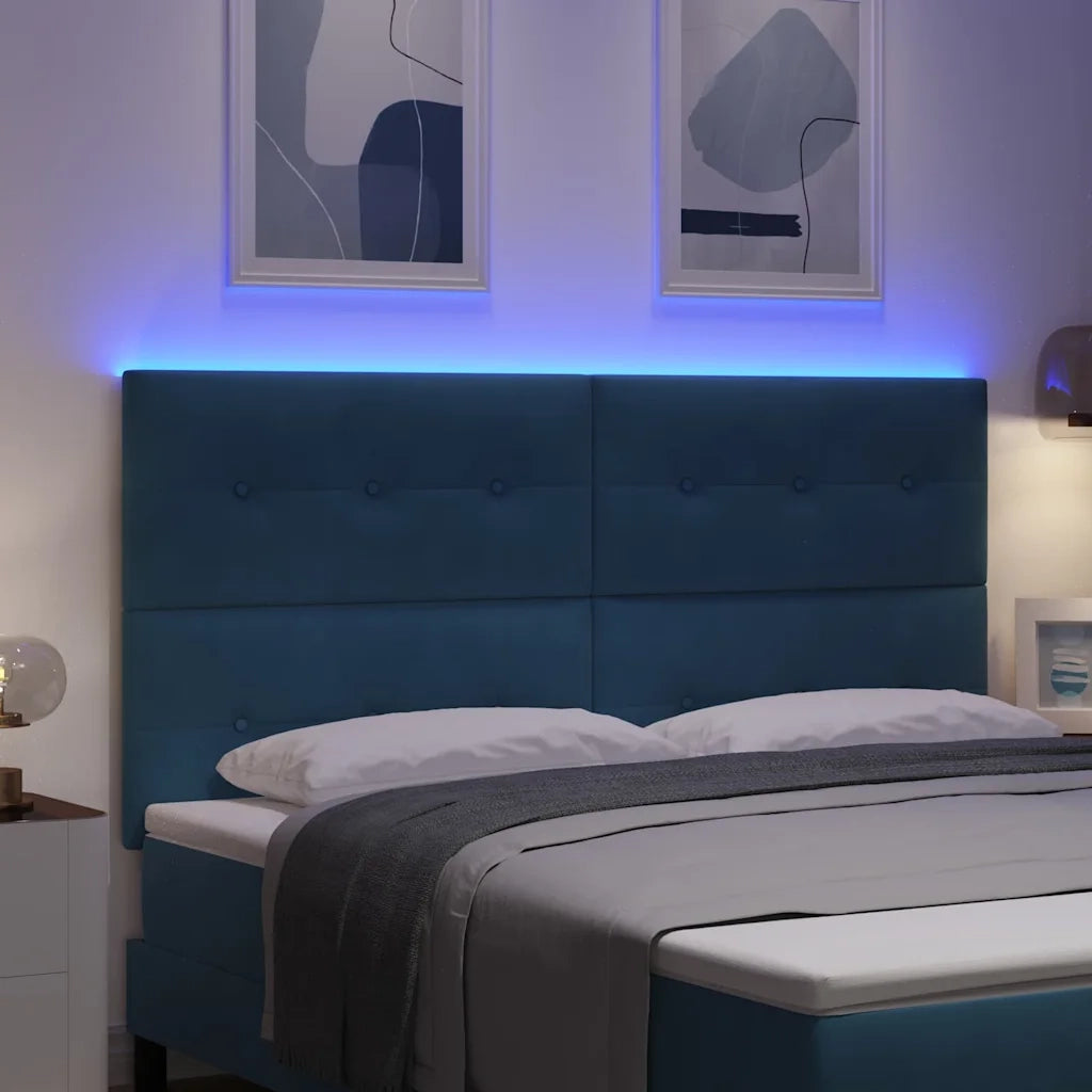 Testiera LED con strisce LED Blu 180 cm Velluto 3338460