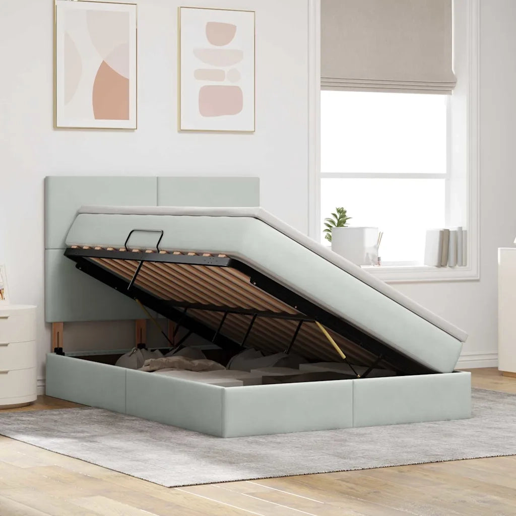 Letto con contenitore e materasso Grigio chiaro 140 x 200 cm 3371973