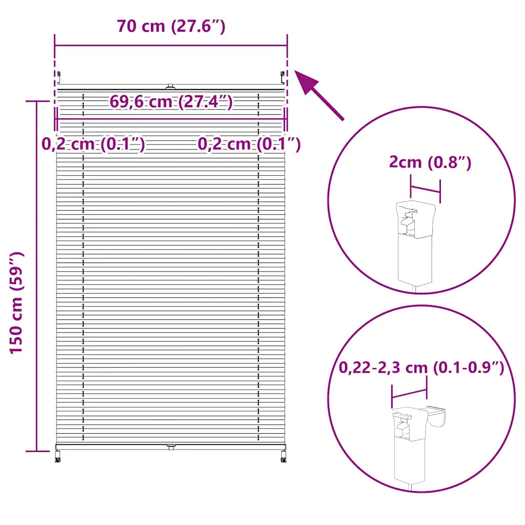 Tenda Plissettata | Tenda pliss¨¨ 70x150cm bianca