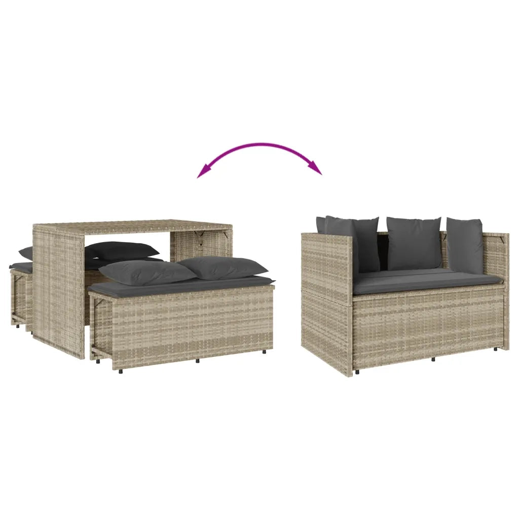 Set Pranzo da Giardino 3pz con Cuscini Grigio Chiaro Polyrattan 4003907