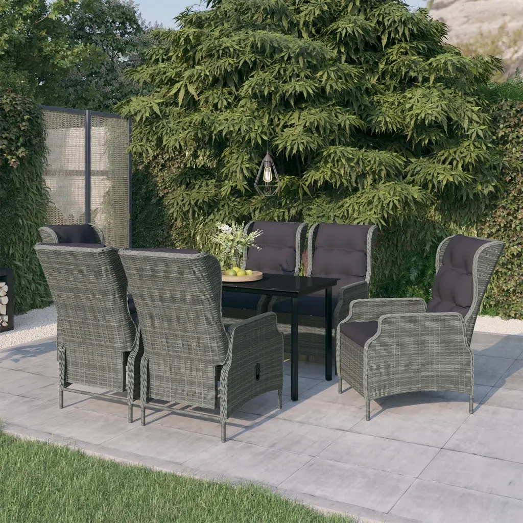 Set da Pranzo da Giardino 7 pz Grigio Chiaro 3099646