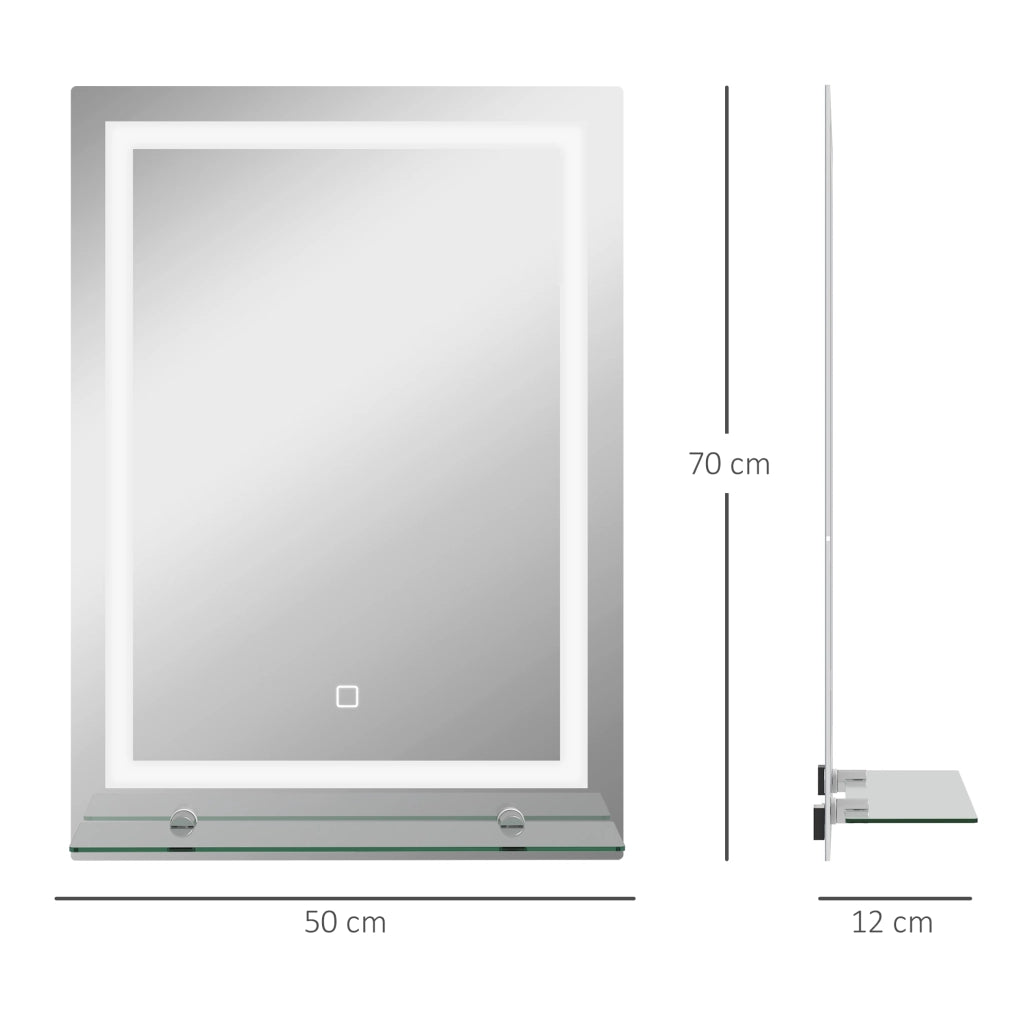 Specchio LED per Bagno con Ripiano Integrato ¨C Zephmum ¨C Bianco 60x30x15