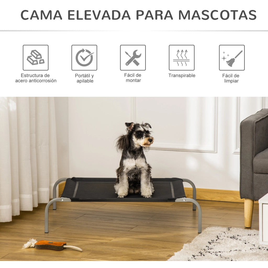 Letto per Cani Gatti Elevato ¨C zephmum ¨C Nero 90x65x20 cm