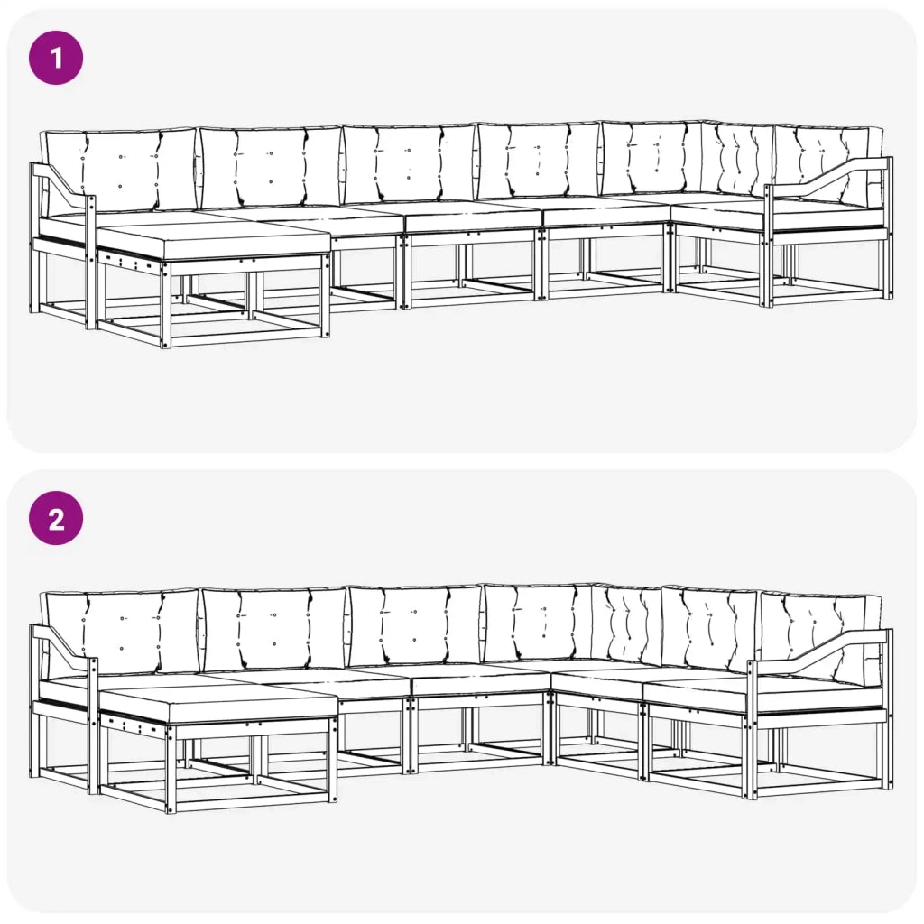 Set di divani da esterno 7 pcs Grigio Naturale e Chiaro 3367909