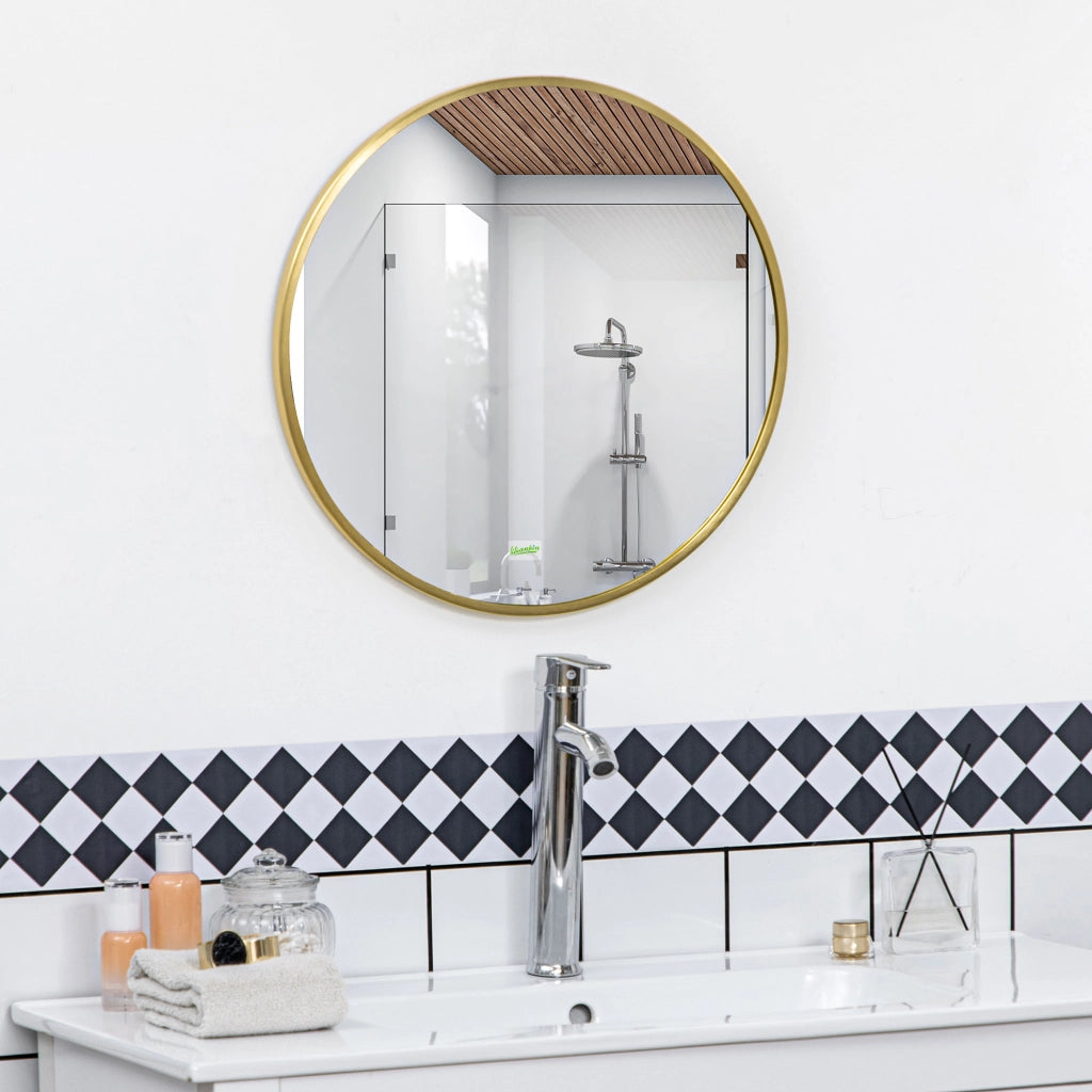 Specchio da parete tondo con cornice metallo ¨C Minimal ¨C oro ?50 cm