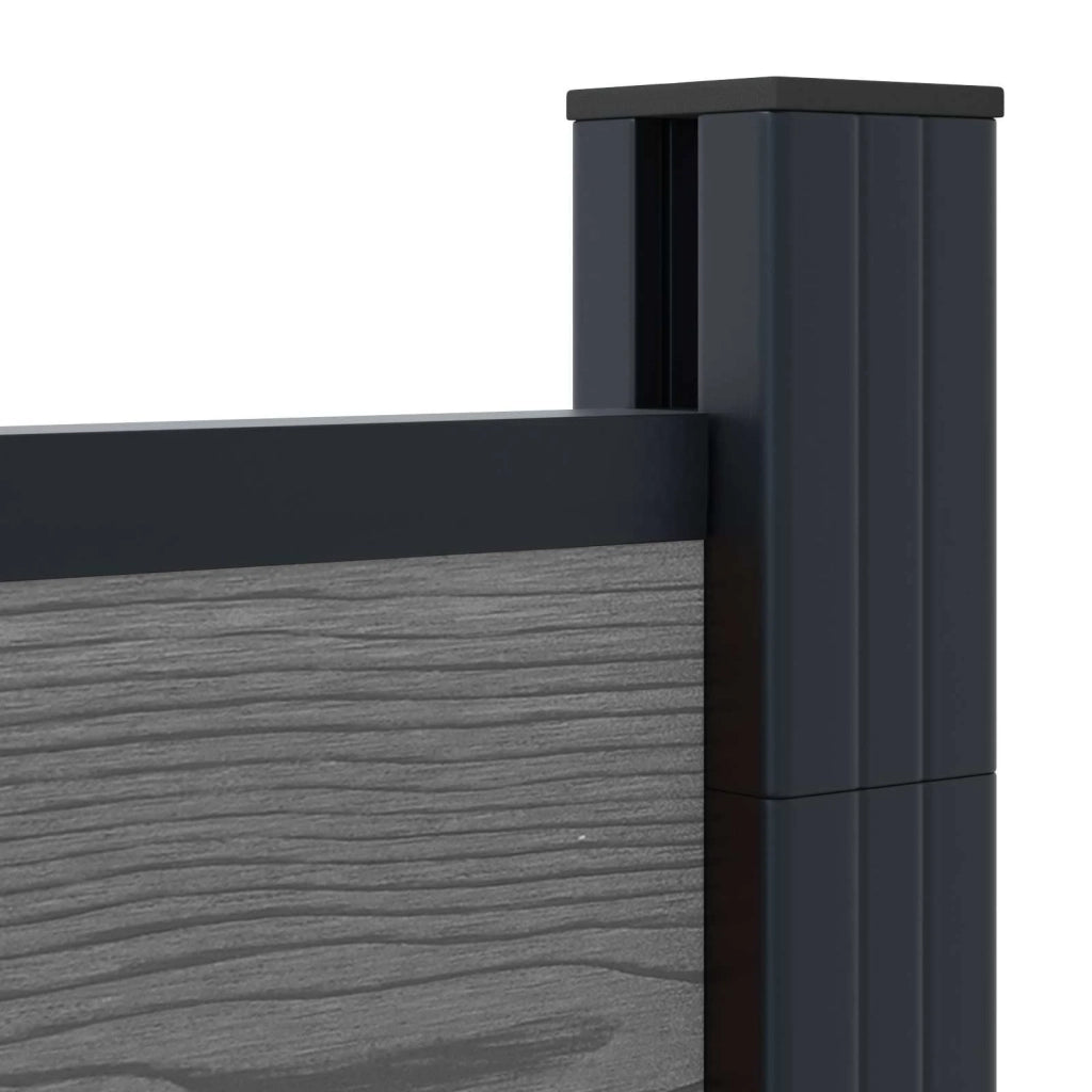 Pannello di Recinzione 9 pcs WPC e Alluminio Grigio