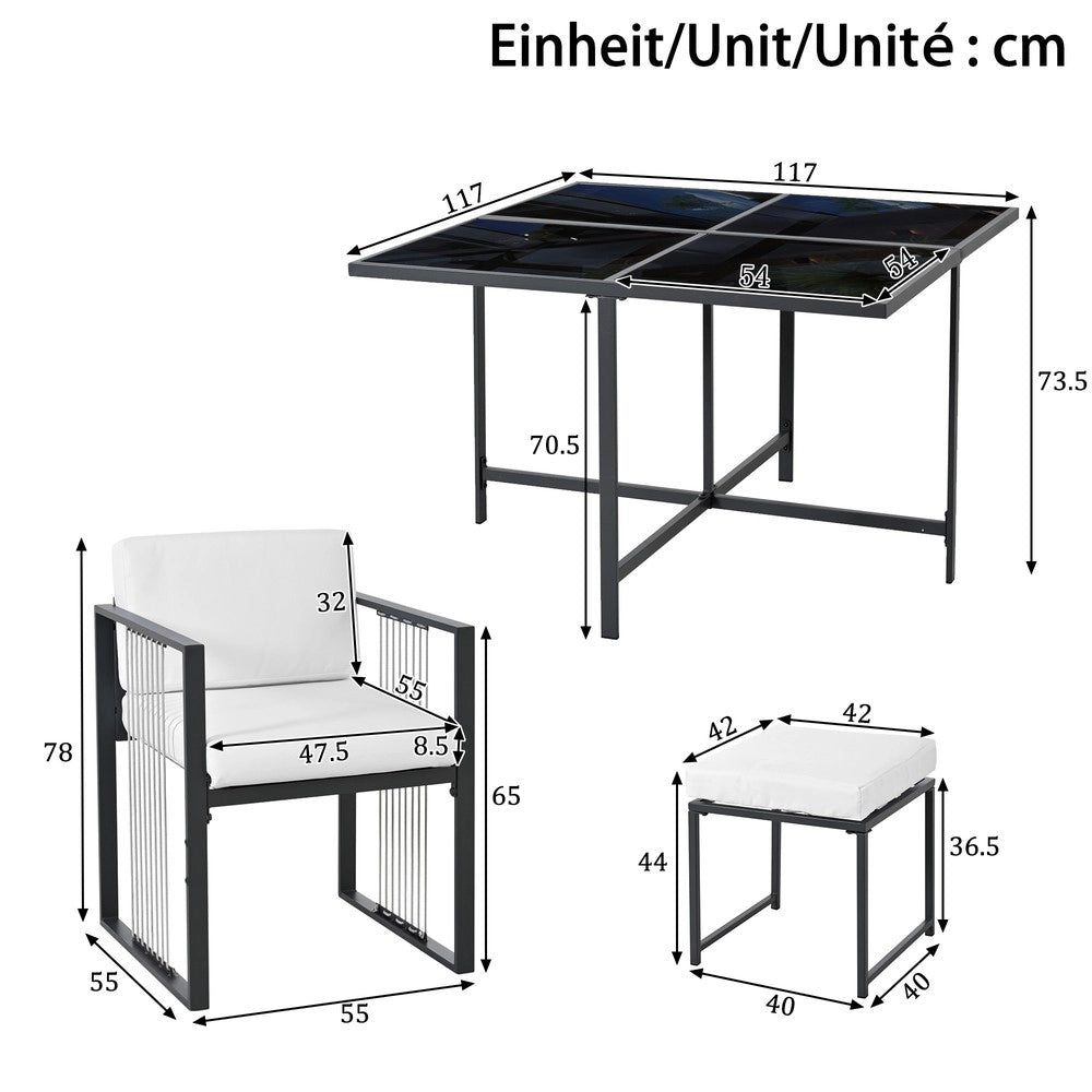 Set da pranzo esterno 7 pezzi - Zephmum - Tavolo vetro temperato per 6 persone