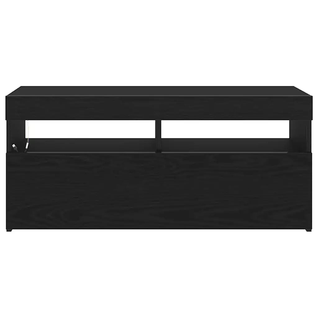 Mobile TV con LED Rovere Nero 90 x 35 x 40 cm Legno multistrato 862554
