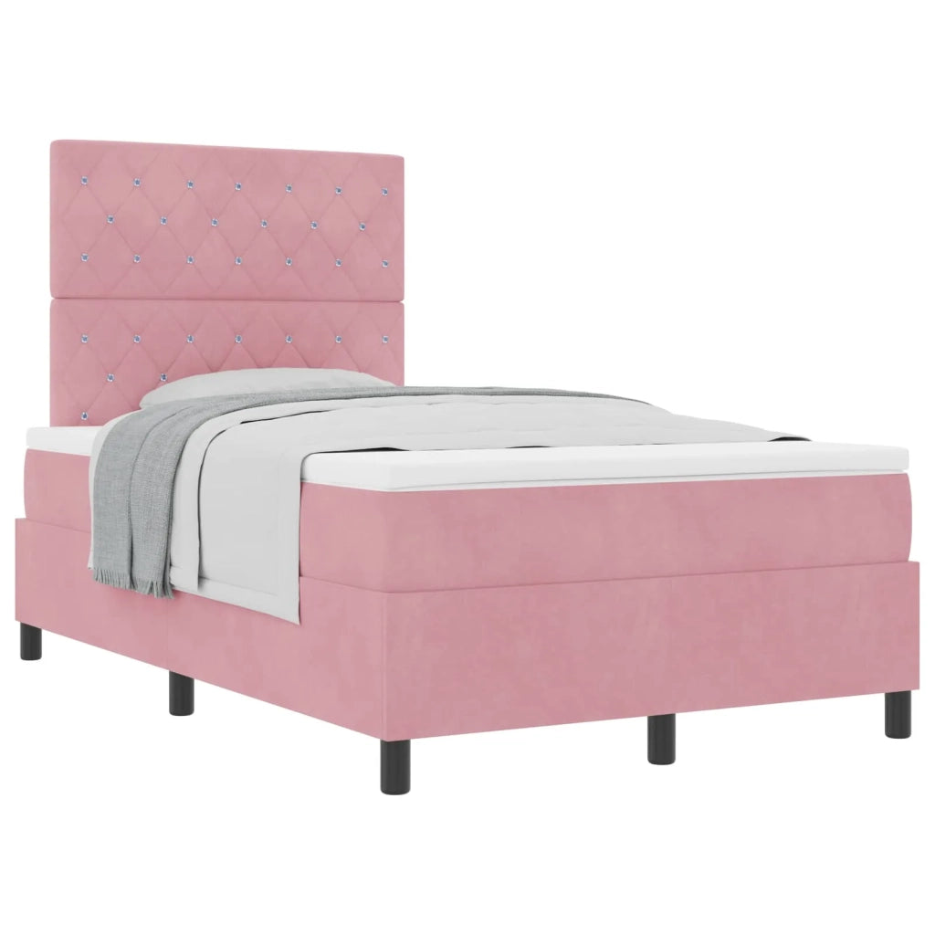 Letto a molle con materasso Rosa 120 x 200 cm Velluto 3339763