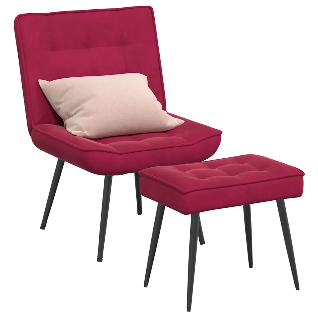 Poltrona Relax con Poggiapiedi Rosso Vino in Velluto 4012331
