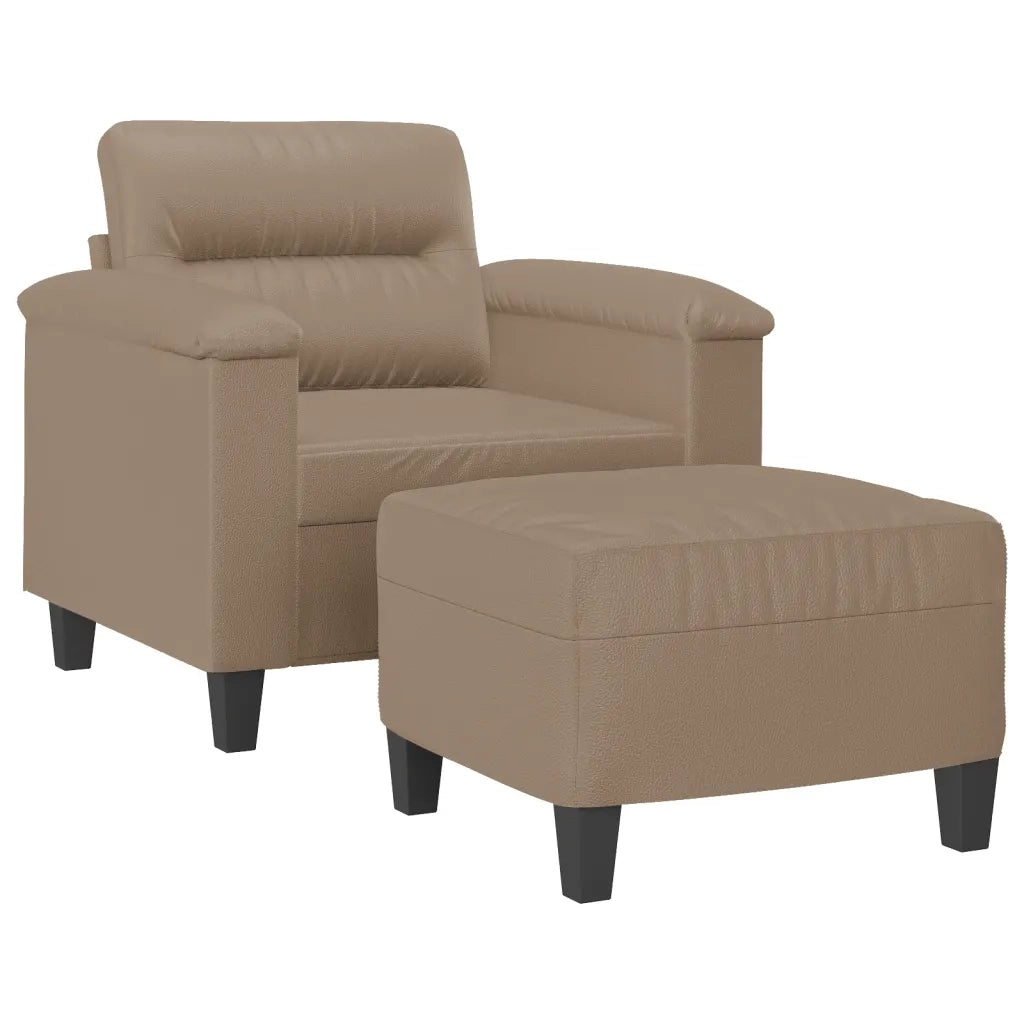 Poltrona con Poggiapiedi Cappuccino 60 cm in Similpelle