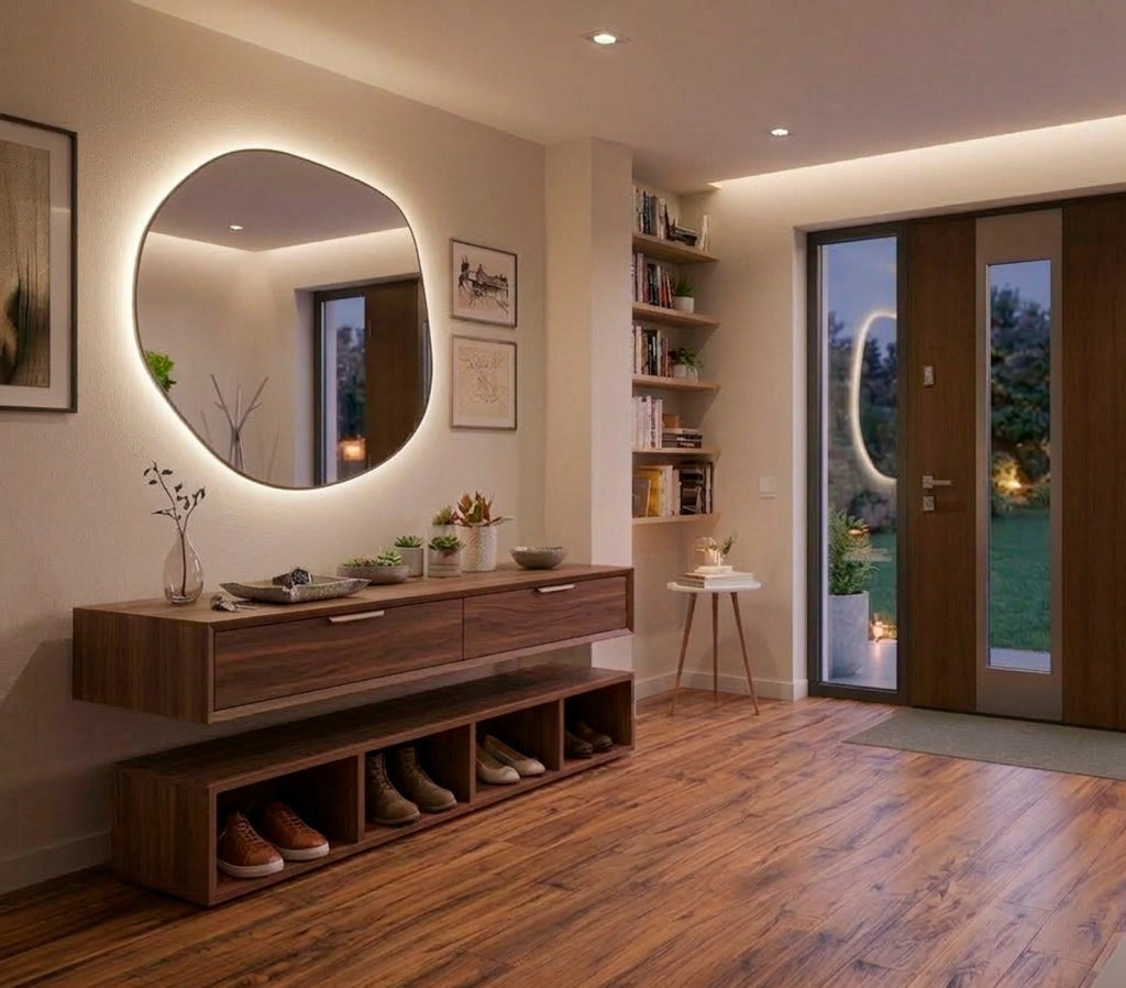 Specchio organico Hispanohogar con LED perimetrale a 2 colori di luce 80