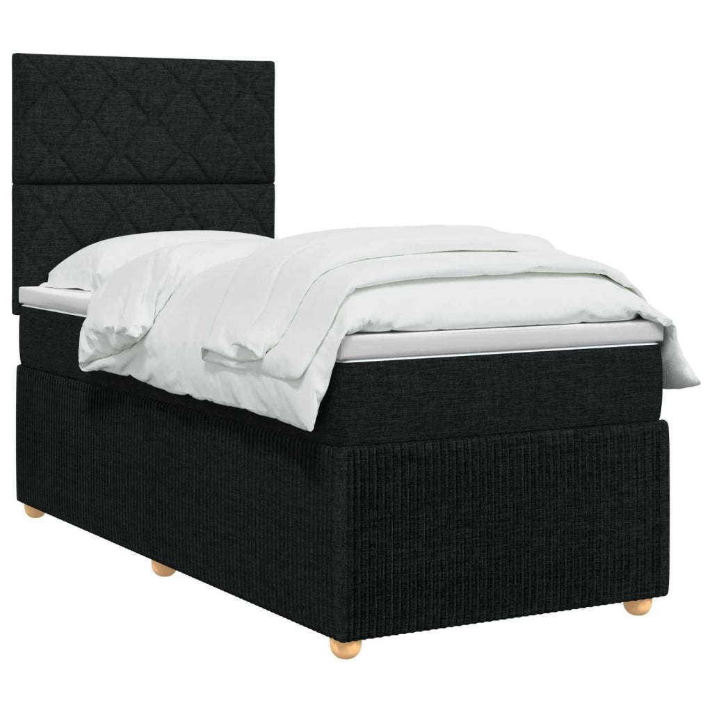 Letto box spring con materasso Nero 100 x 200 cm Tessuto 3454335