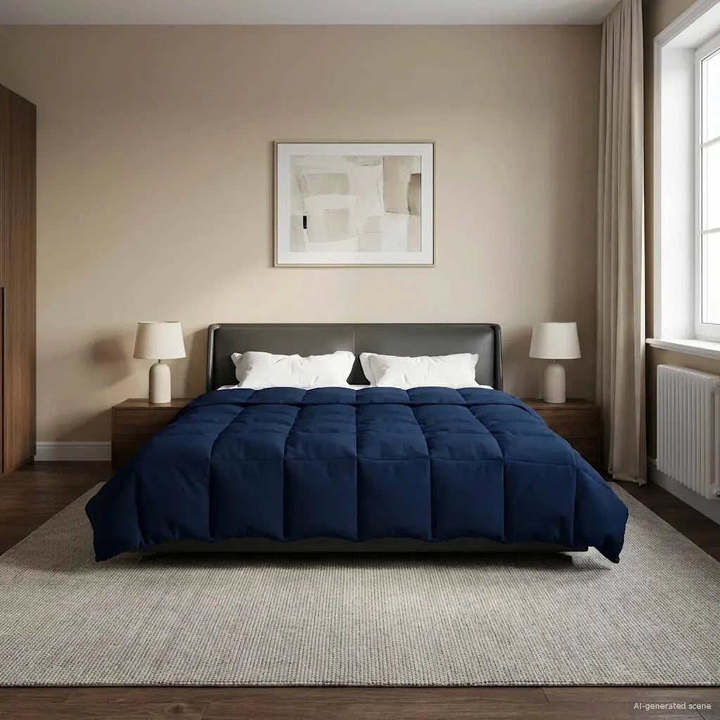 Duvet Invernale Trapuntato Blu Scuro 200 x 200 cm Microfibra 42026136