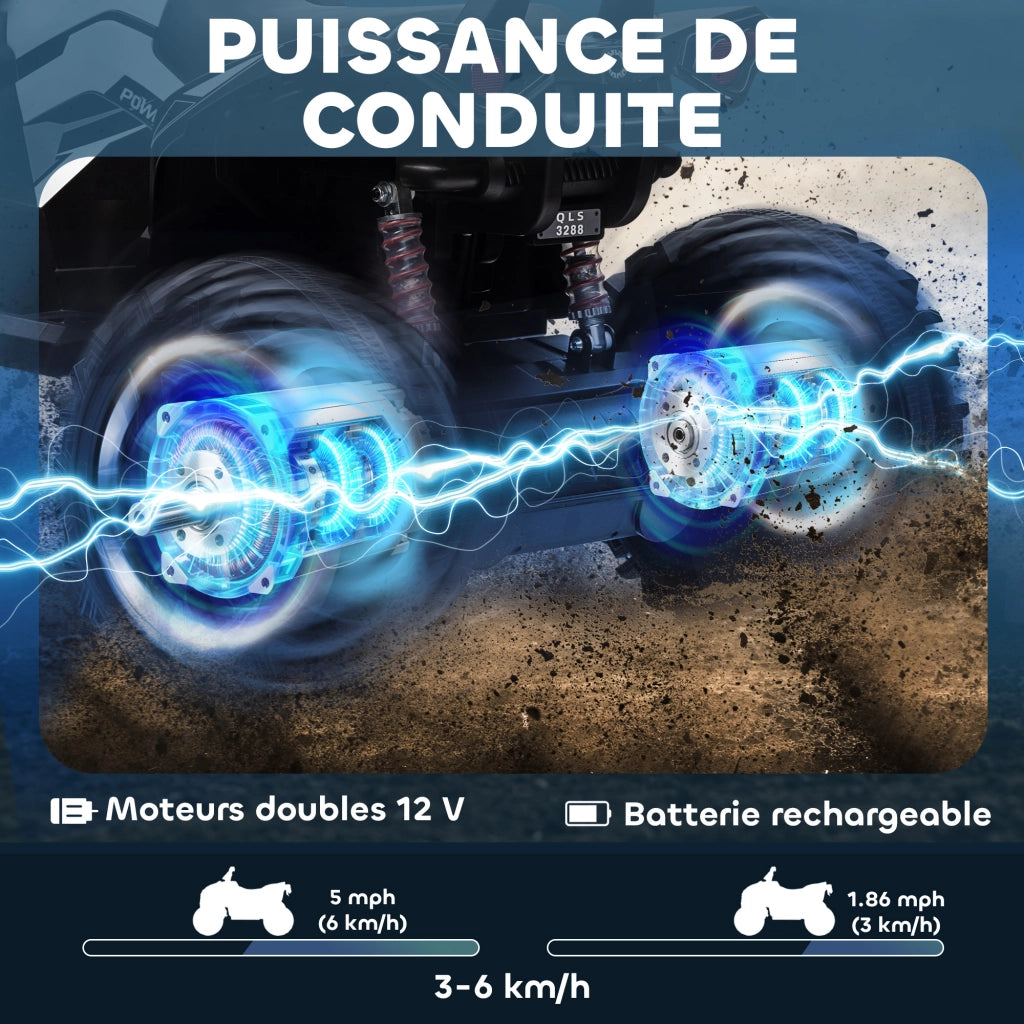 Quad elettrico per bambini ¨C zephmum ¨C bianco e nero