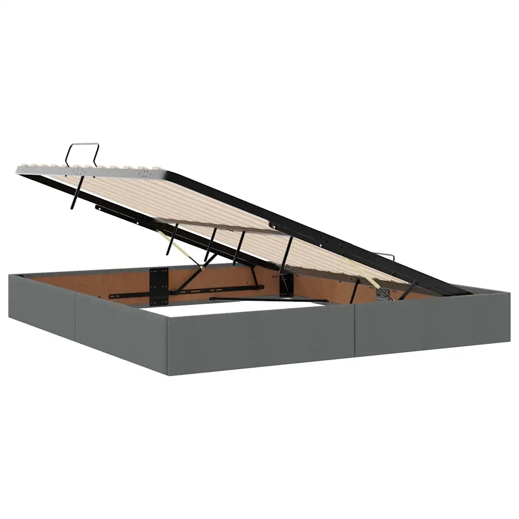 Letto con contenitore e LED Grigio scuro 160 x 200 cm Tessuto