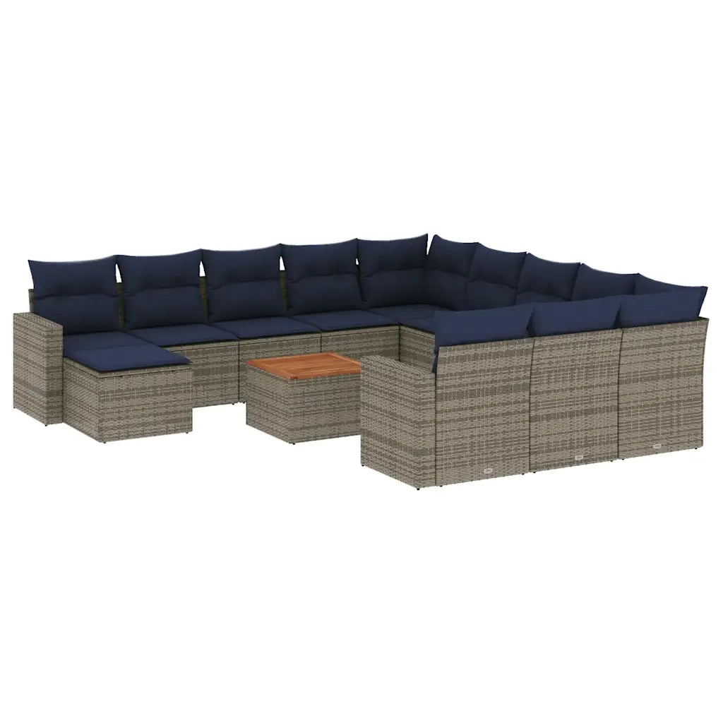 Set Divani da Giardino 13 pz con Cuscini Grigio in Polyrattan 3256761