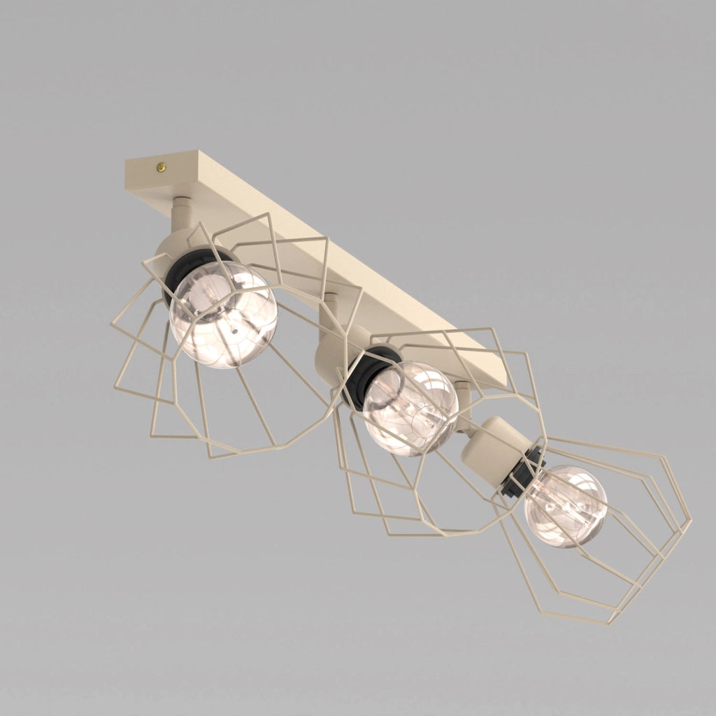 Lampada soffitto Parkla 3 luci beige metallo E27 Luminex