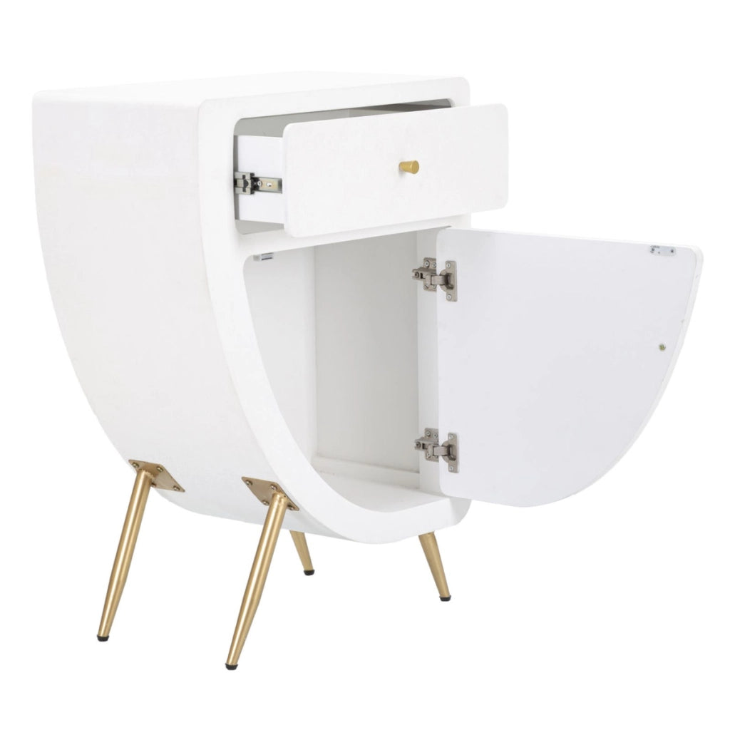 Comodino VKH16, Bianco, MDF, 60x32x79 cm