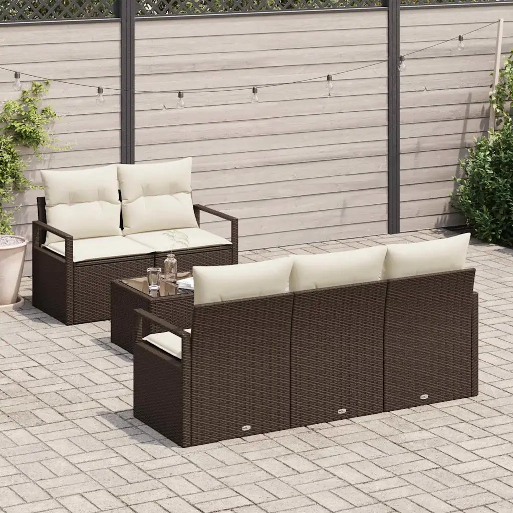 Set Divano da Giardino 6 pcs Marrone e Crema polyrattan 3354927