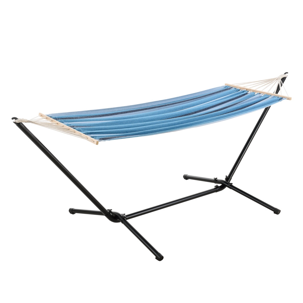 Amaca con Supporto in Acciaio con Telo 200 x 100 cm a Strisce Blu [en.casa]