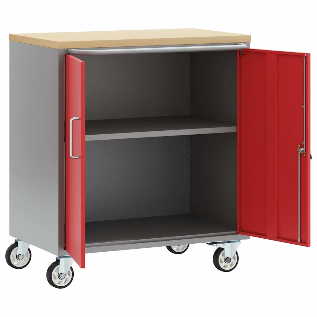 Banco da lavoro con lo scaffale Rosso e Grigio 75 x 45 x 85 cm 4103486
