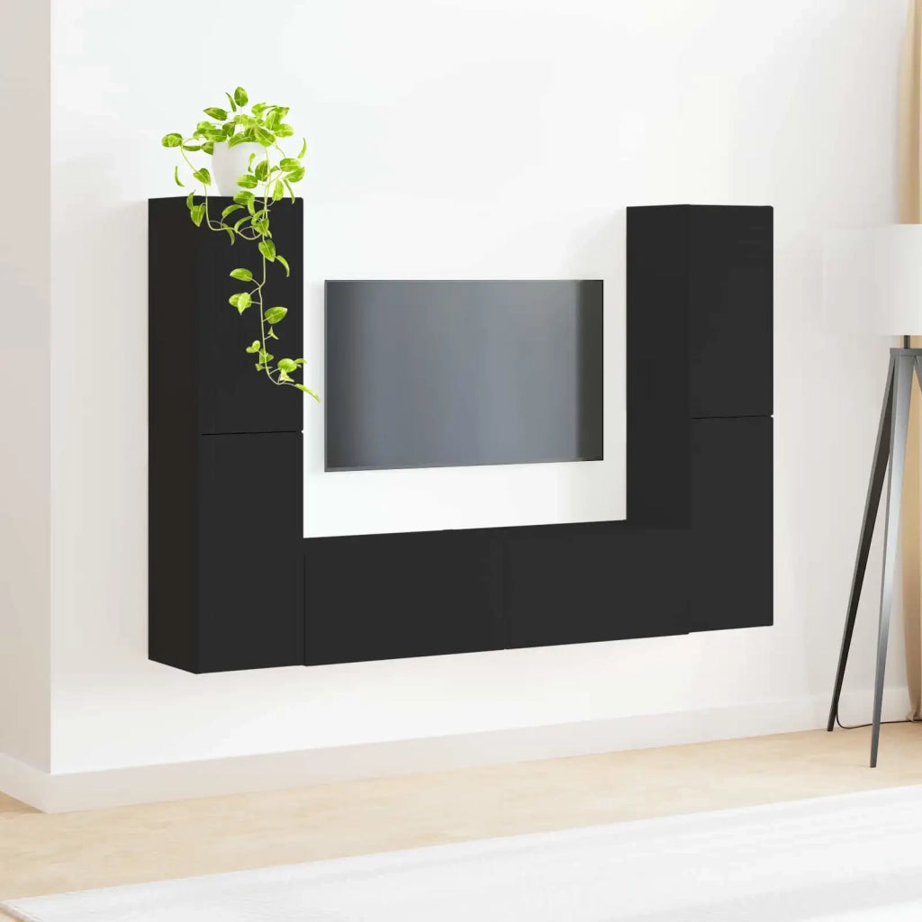 Set mobile TV 6 pcs Nero Legno multistrato 3409106