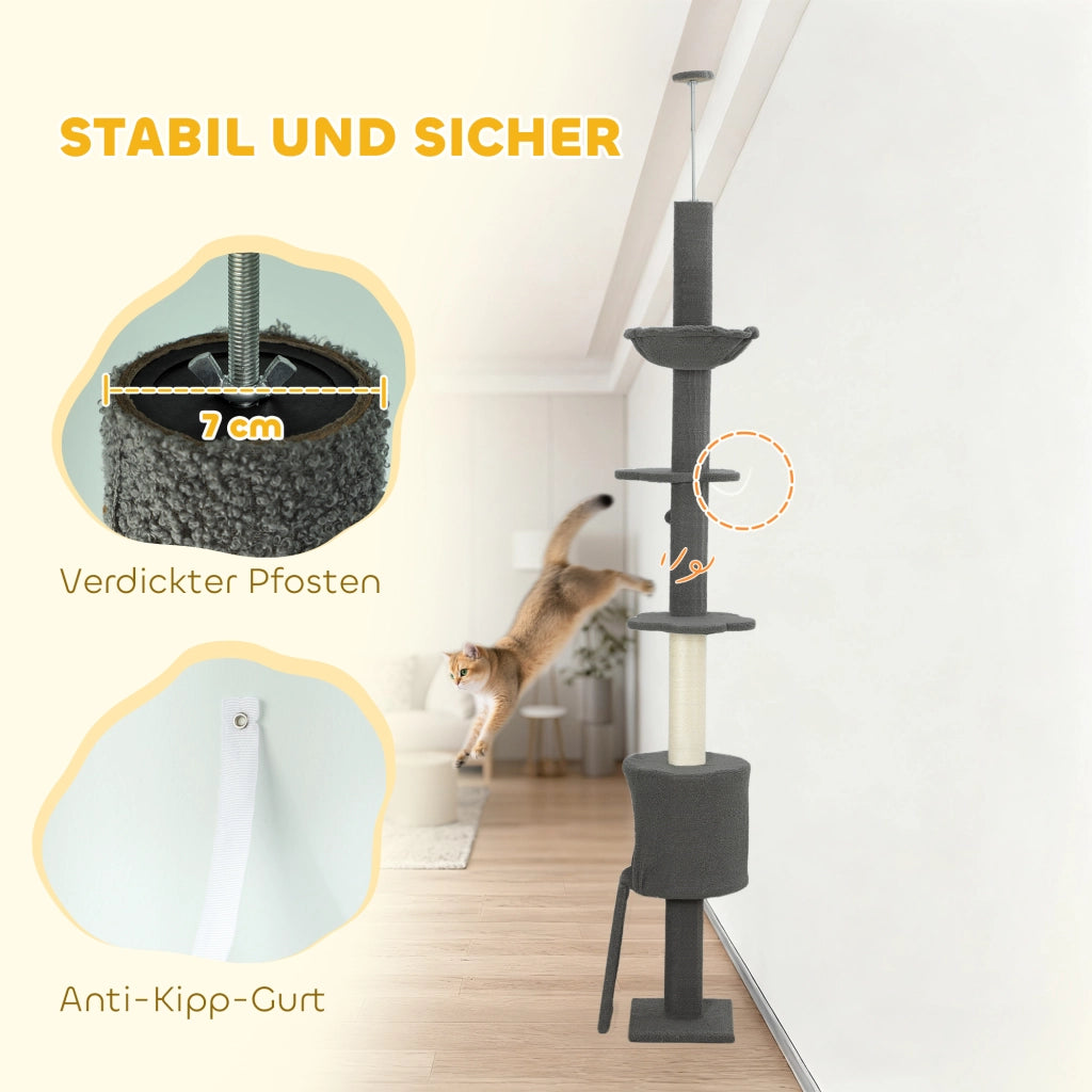 Albero gatto con amaca e cesta ¨C Minimal ¨C Grigio