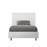 BS COM Letto una piazza e mezza con rete imbottito 120x190 similpelle bianco