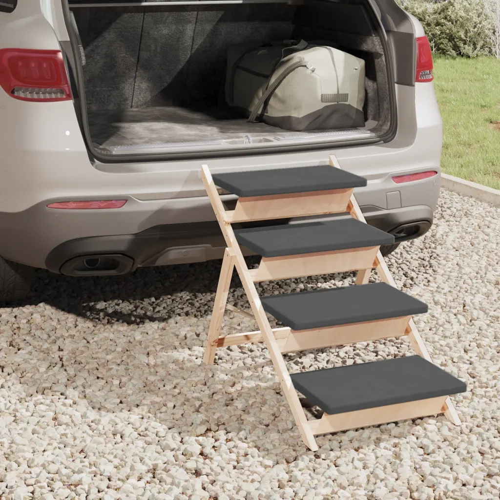 Scala per Cani Grigia 105x47 cm in Legno Massello di Abete CFW9847034