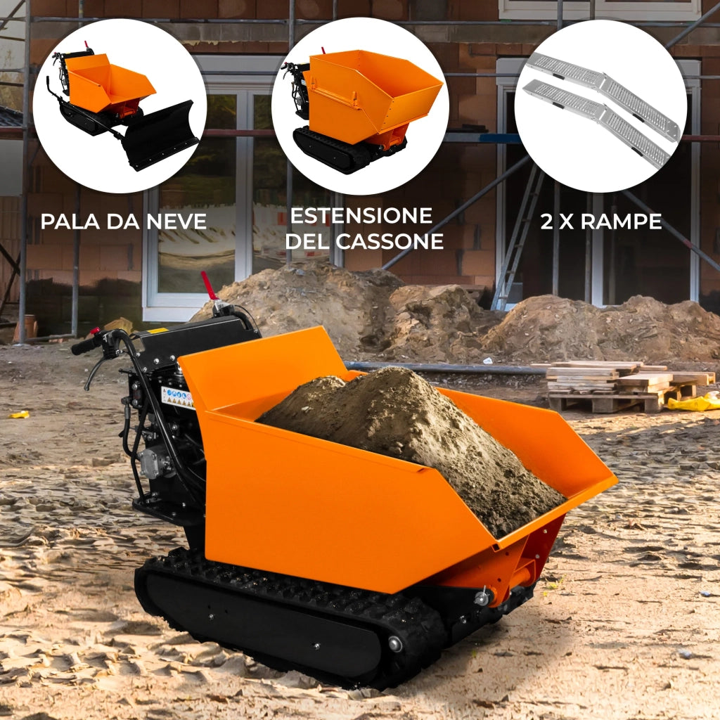 Dumper Cingolato con cassone ribaltabile idraulico 500 kg di carico utile 270cc 9CV