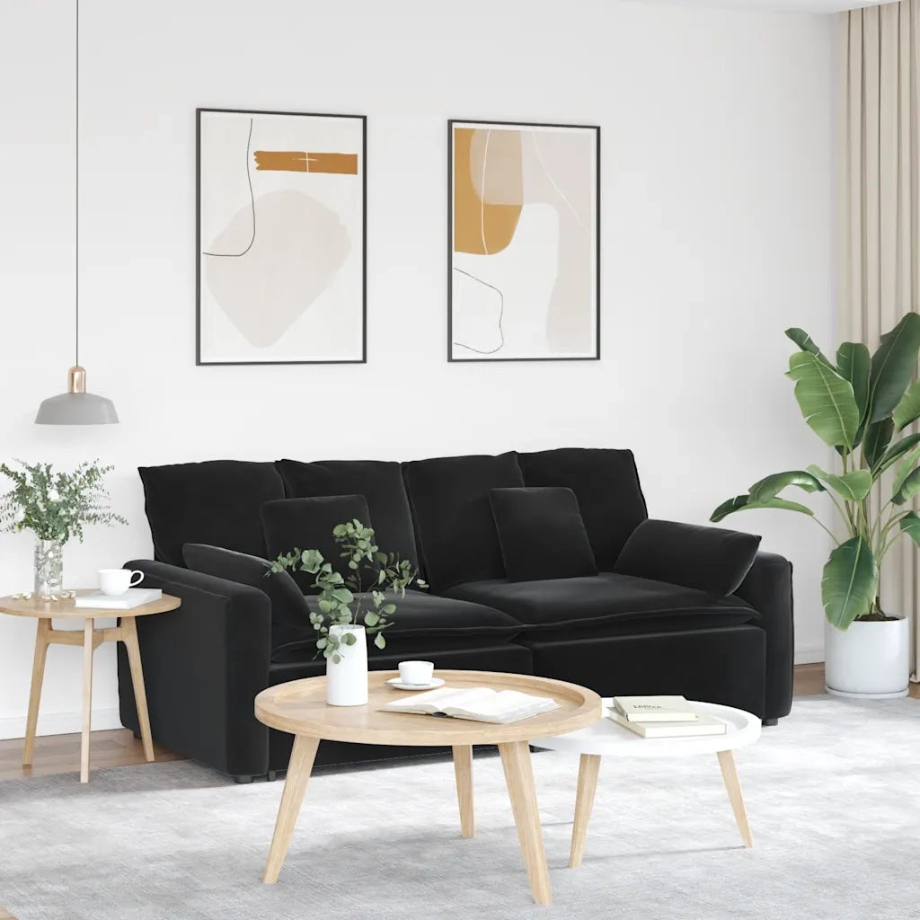 Divano Modulare con Cuscini Nero 3321134