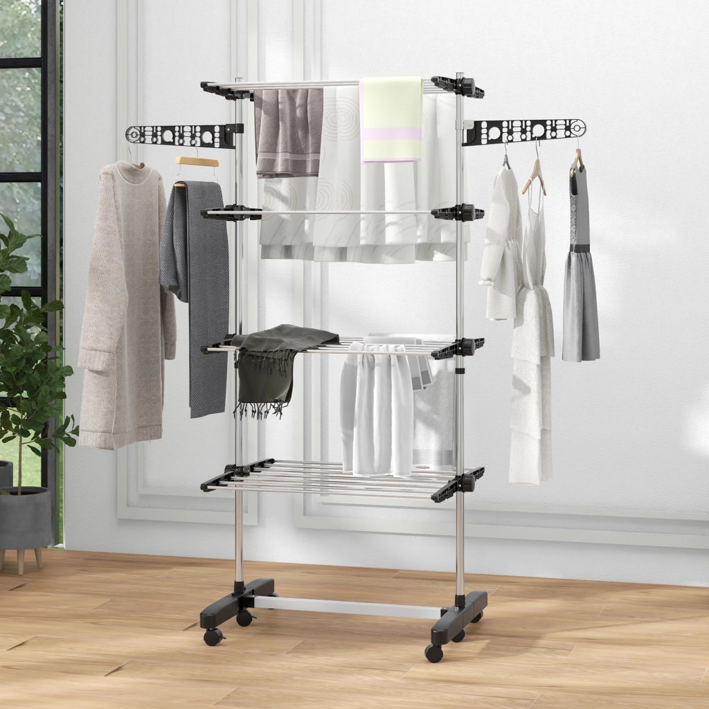 Cestello Verticale 4 Livelli con Ruote ¨C Minimal ¨C Nero e Argento
