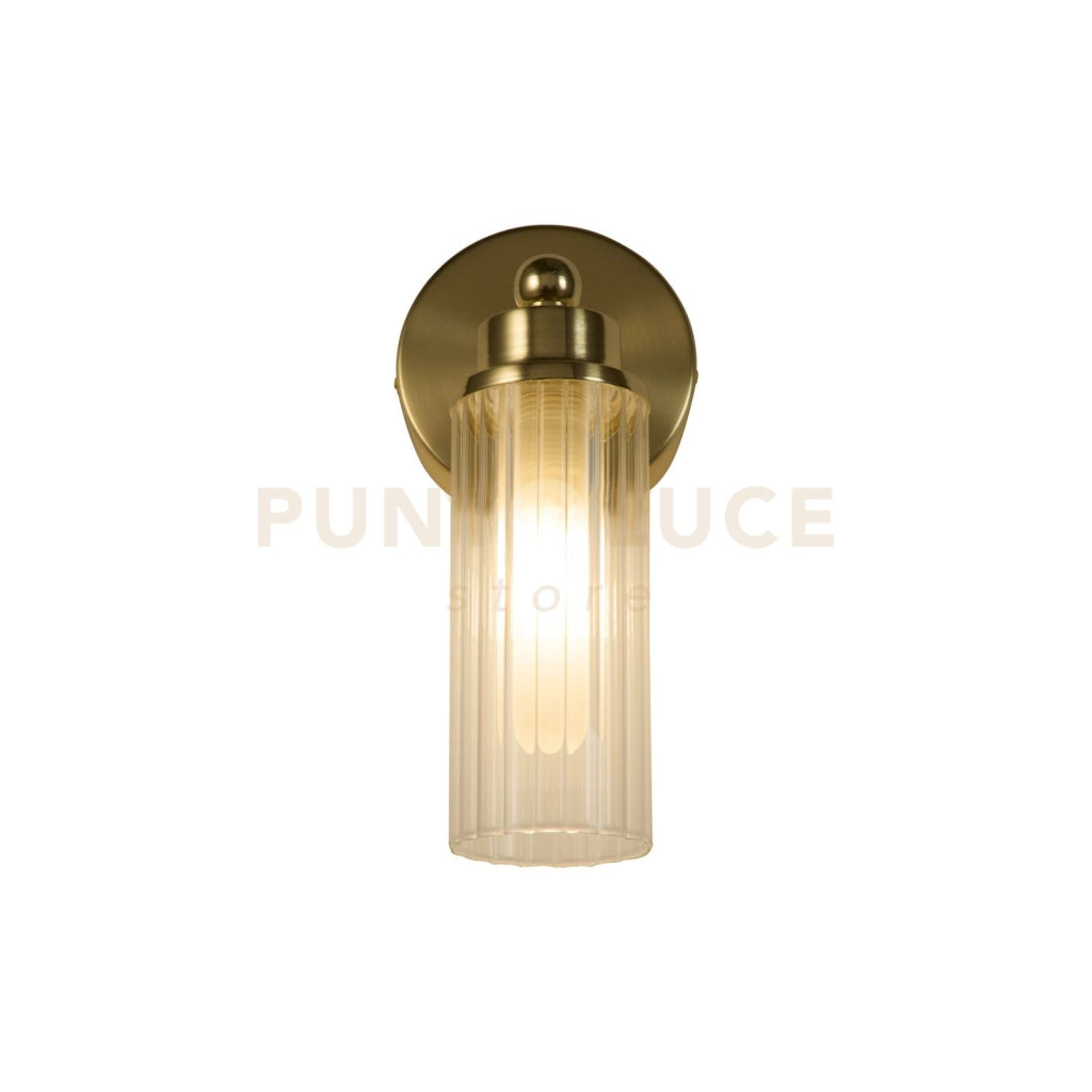 Applique Imperial 1Lt, metallo ottone satinato e vetro trasparente a coste