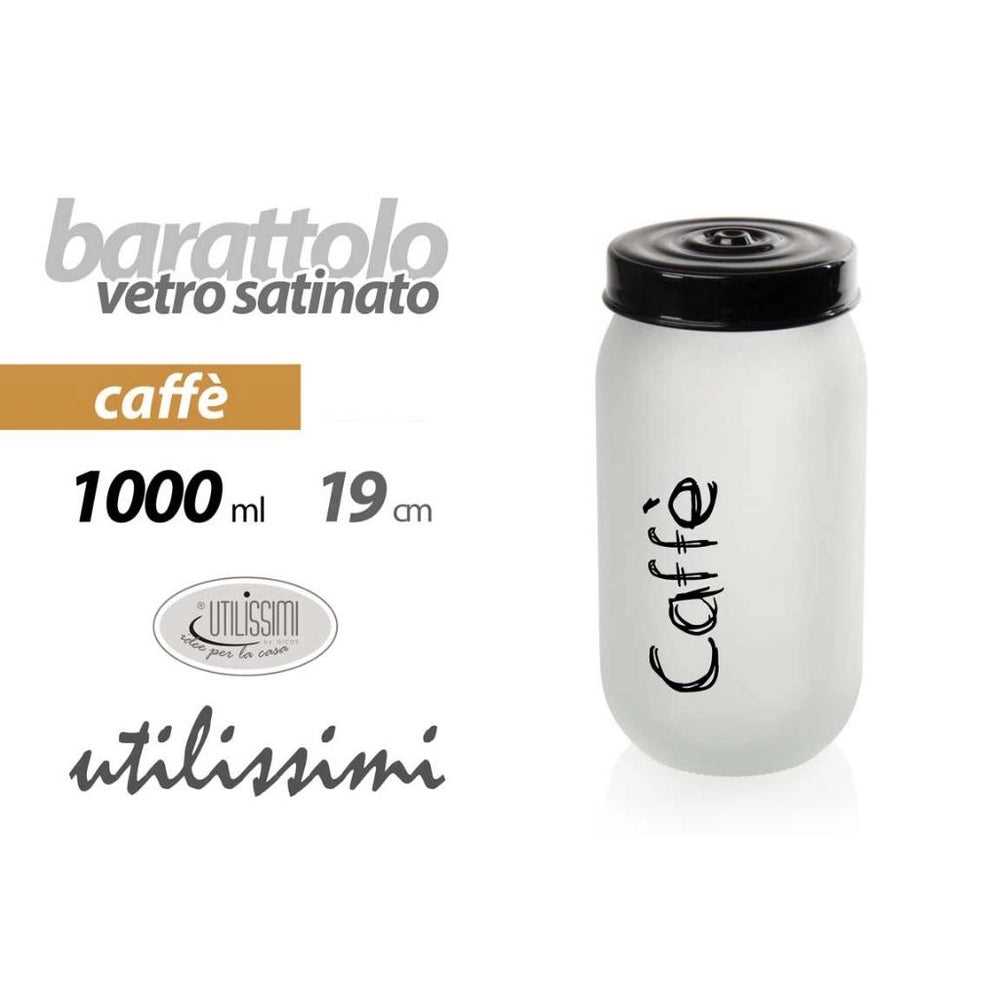 Barattolo Contenitore in Vetro Satinato Caffè 1000 cc 19 cm