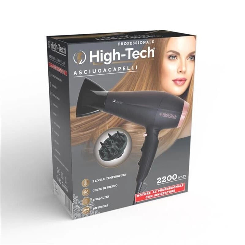 HIGH-TECH ASCIUGACAPELLI CON DIFFUSORE DA 2200 W A 3 LIVELLI DI TEMPERATURA
