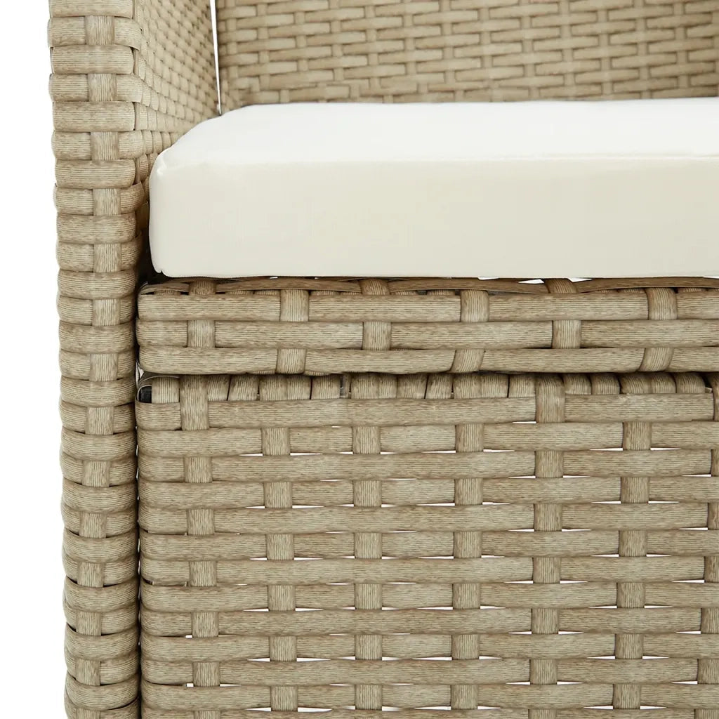 Set da Pranzo da Giardino 7 pz con Cuscini Beige e Nero 3156625