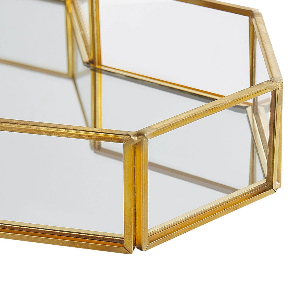 Vassoio decorativo in ottone dorato e vetro specchiato a forma di cuore 28 x 20 cm pezzo per candele gioielli