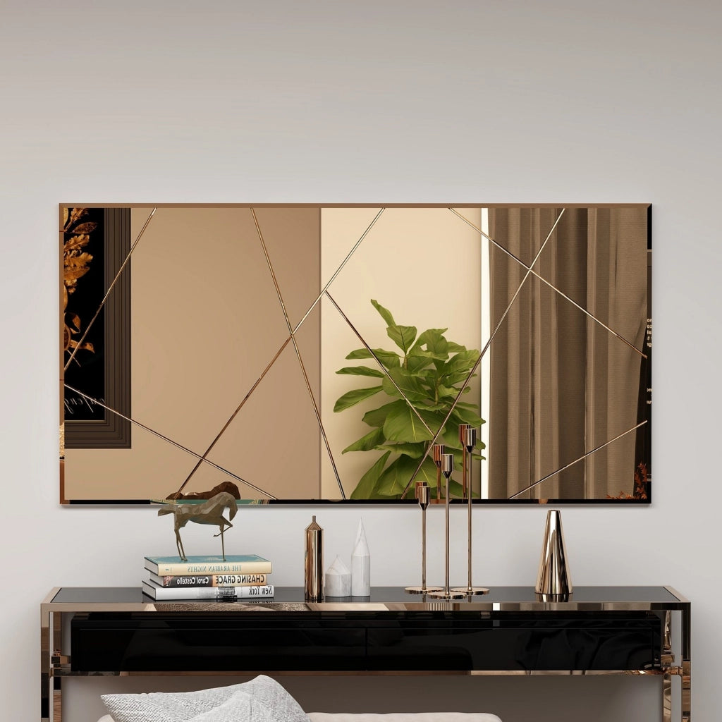 Tigliole, Specchio Dettagli Geometrici, 60x120h cm Marrone Bronzo