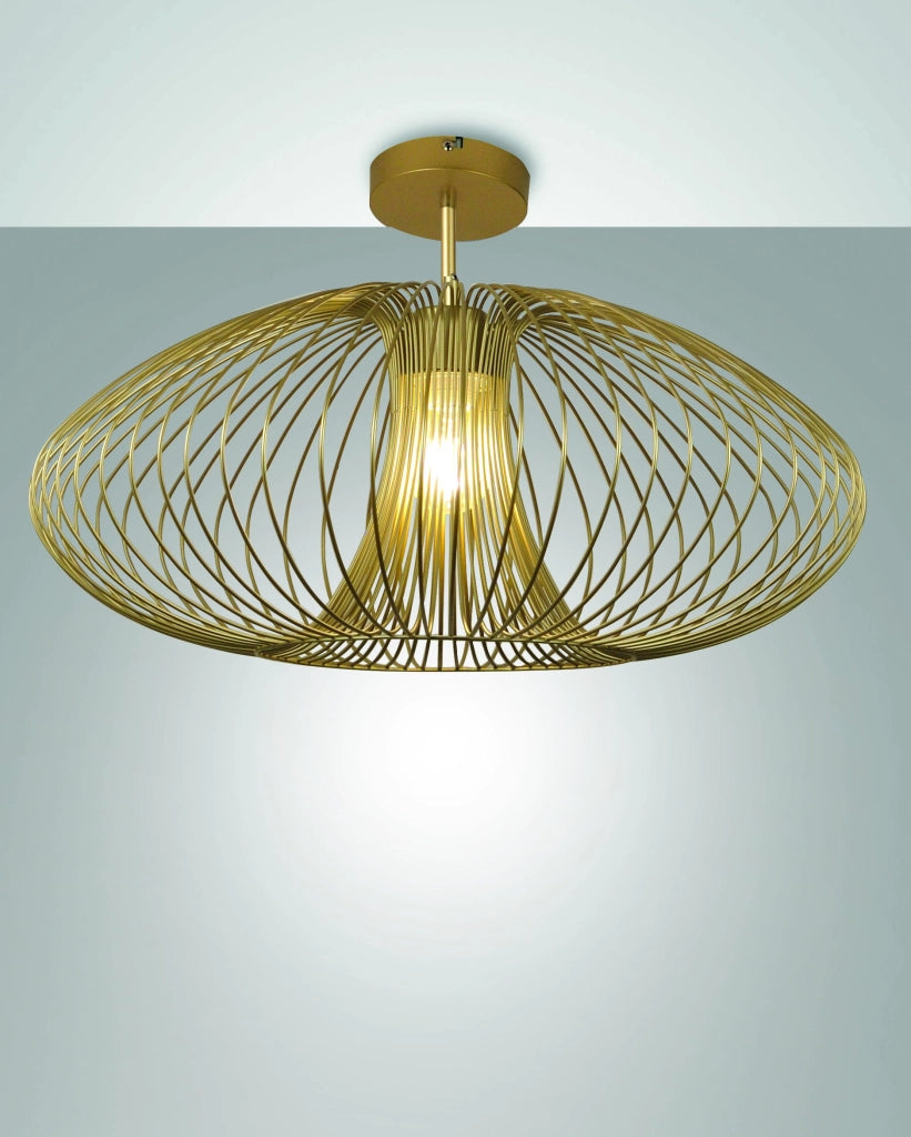 Plafoniera Fassa Ø60cm in metallo colore Oro opaco, attacco E27 40W, design moderno ed elegante per illuminazione d'interni, IP20 - Fassa
