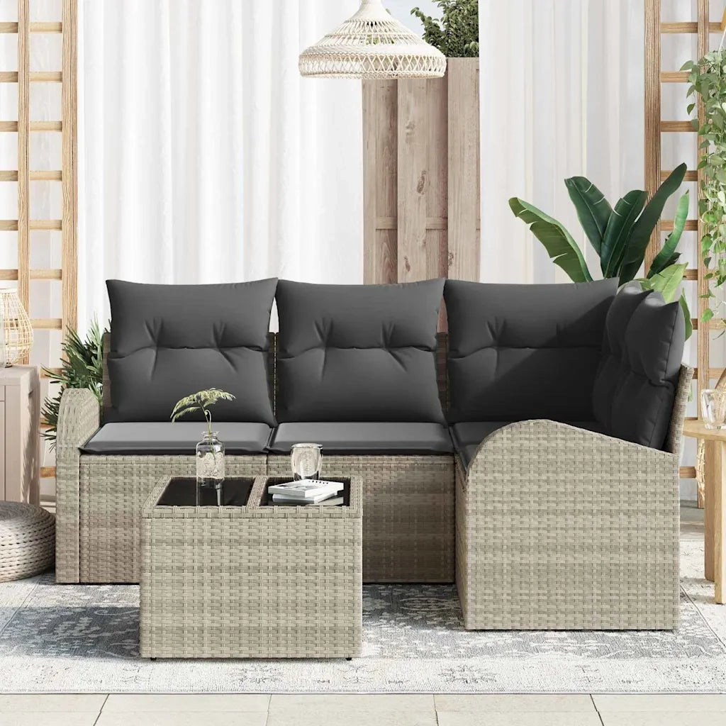 Set Divano da Giardino 5 pcs Grigio chiaro polyrattan 3346032