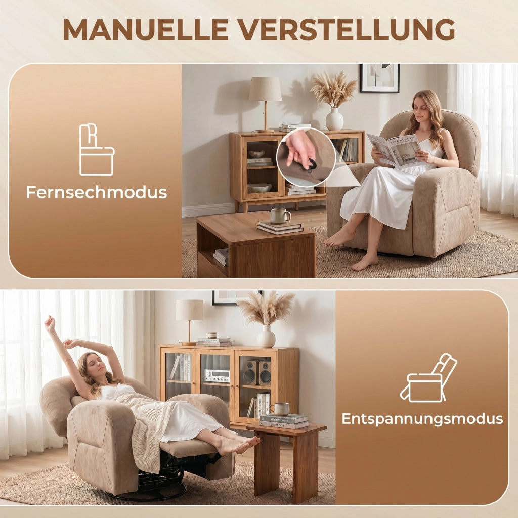 Poltrona girevole relax ¨C Xylo ¨C Tessuto velluto khaki