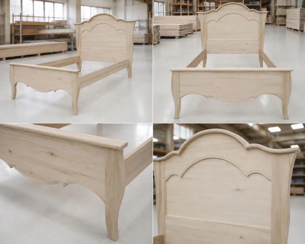 Letto 1 piazza e mezza arte povera legno grezzo 157x211x119 - Mobili 2G